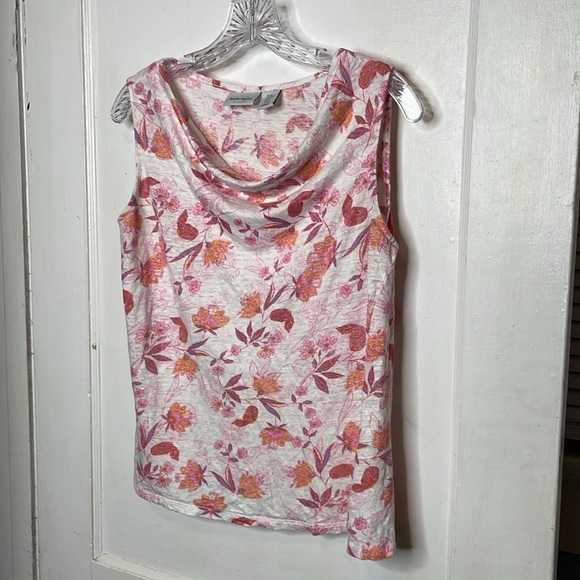 Haute Hippie Floral Drape Neck Top 100% Linen Sleeveless Boho - Picture 3 of 7